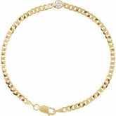 14K Yellow Gold 1/4 CT Natural Diamond Link 7" Bracelet