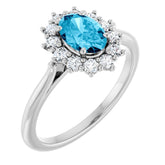 14K White Gold Natural Aquqmarine & 1/3 CTW Lab-Grown Diamond Ring
