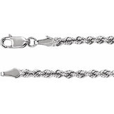 14K White Gold 3 mm Rope 24" Chain
