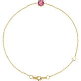 14K Yellow Gold Natural Pink Tourmaline 6 1/2-7-1/2" Bracelet