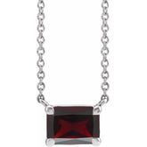 14K White Gold Natural Mozambique Garnet 18" Necklace