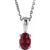 Sterling Silver Natural Mozambique Garnet 16-18" Necklace
