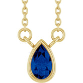 14K Yellow Gold Lab-Grown Blue Sapphire 18" Necklace