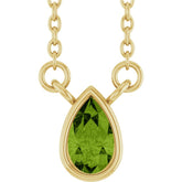14K Yellow Gold Natural Peridot 18" Necklace