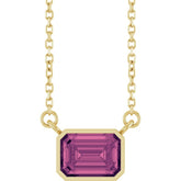 14K Yellow Gold Natural Pink Tourmaline 18" Necklace