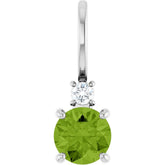 Sterling Silver Natural Peridot & .03 CT Natural Diamond Charm/Pendant
