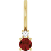 14K Yellow Gold Natural Mozambique Garnet & .02 CT Natural Diamond Charm/Pendant