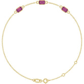 14K Yellow Gold Natural Pink Tourmaline Bezel-Set 3-Stone 7 1/2" Bracelet