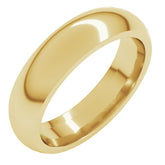 14K Yellow Gold 5 mm Comfort-Fit Half Round Band Size 13.5
