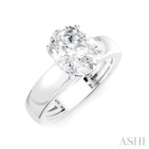 1/20 Ctw Oval Shape Round Cut Diamond Semi-Mount Engagement Ring in 14K White Gold