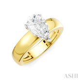 1/20 Ctw Pear Shape Round Cut Diamond Semi-Mount Engagement Ring in 14K Yellow and White Gold