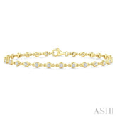 1 Ctw Bezel Set Round Cut Diamond Station Bracelet in 14K Yellow Gold