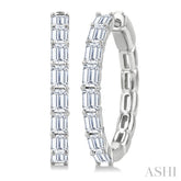 1 7/8 Ctw North-South Emerald Cut Diamond Fashion Hoop Earrings in 14K White Gold