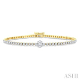 1 1/6 Ctw Oval and Round Cut Diamond Tennis Bracelet in 14K Yellow Gold
