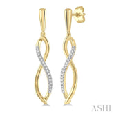 1/6 Ctw Infinity Round Cut Diamond Long Earrings in 10K Yellow Gold