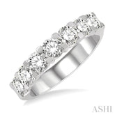 2 Ctw 7 Stone Round Cut Diamond Wedding Band in 14K White Gold