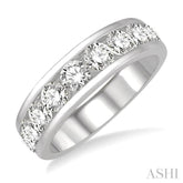 2 Ctw Channel Set 11 Stone Round Cut Diamond Wedding Band in 14K White Gold