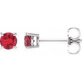 14K White Gold 4 mm Lab-Grown Ruby Earrings