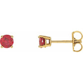 14K Yellow Gold 4 mm Lab-Grown Ruby Earrings