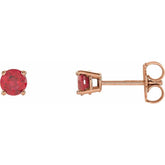 14K Rose Gold 4 mm Lab-Grown Ruby Earrings