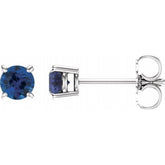 14K White Gold 4 mm Lab-Grown Blue Sapphire Earrings