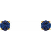 14K Yellow Gold 4 mm Lab-Grown Blue Sapphire Earrings
