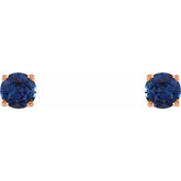 14K Rose Gold 4 mm Lab-Grown Blue Sapphire Earrings