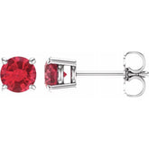 14K White Gold 5 mm Lab-Grown Ruby Earrings