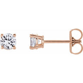 14K Rose Gold 4 mm Natural White Sapphire Earrings