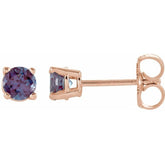 14K Rose Gold 4 mm Lab-Grown Alexandrite Earrings