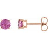 14K Rose Gold 4 mm Natural Pink Tourmaline Earrings