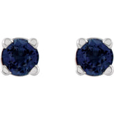 14K White Gold 2.5 mm Lab-Grown Blue Sapphire Earrings
