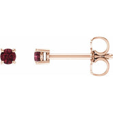 14K Rose Gold 2.5 mm Natural Mozambique Garnet Earrings