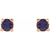 14K Rose Gold 2.5 mm Lab-Grown Alexandrite Earrings