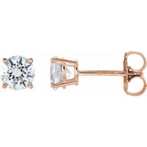14K Rose Gold 5 mm Natural White Sapphire Earrings