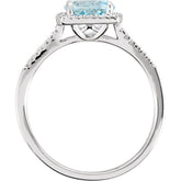 Sterling Silver Natural Sky Blue Topaz & .01 CTW Natural Diamond Ring