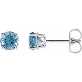 14K White Gold 5 mm Natural Aquamarine Earrings