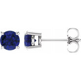 14K White Gold 5 mm Natural Blue Sapphire Earrings