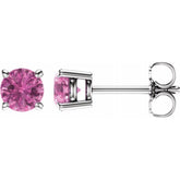14K White Gold 5 mm Natural Pink Sapphire Earrings