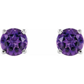 14K White Gold 5 mm Natural Amethyst Earrings