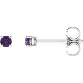 14K White Gold 2.5 mm Natural Amethyst Earrings