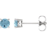 14K White Gold 4 mm Natural Aquamarine Earrings