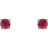 14K White Gold 2.5 mm Natural Ruby Earrings