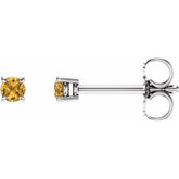 14K White Gold 2.5 mm Natural Yellow Sapphire Earrings