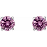 14K White Gold 2.5 mm Natural Pink Sapphire Earrings