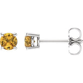 14K White Gold 4 mm Natural Yellow Sapphire Earrings