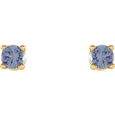 14K Yellow Gold 2.5 mm Natural Tanzanite Earrings