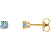 14K Yellow Gold 4 mm Natural Aquamarine Earrings