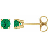 14K Yellow Gold 4 mm Natural Emerald Earrings