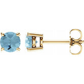 14K Yellow Gold 5 mm Natural Aquamarine Earrings